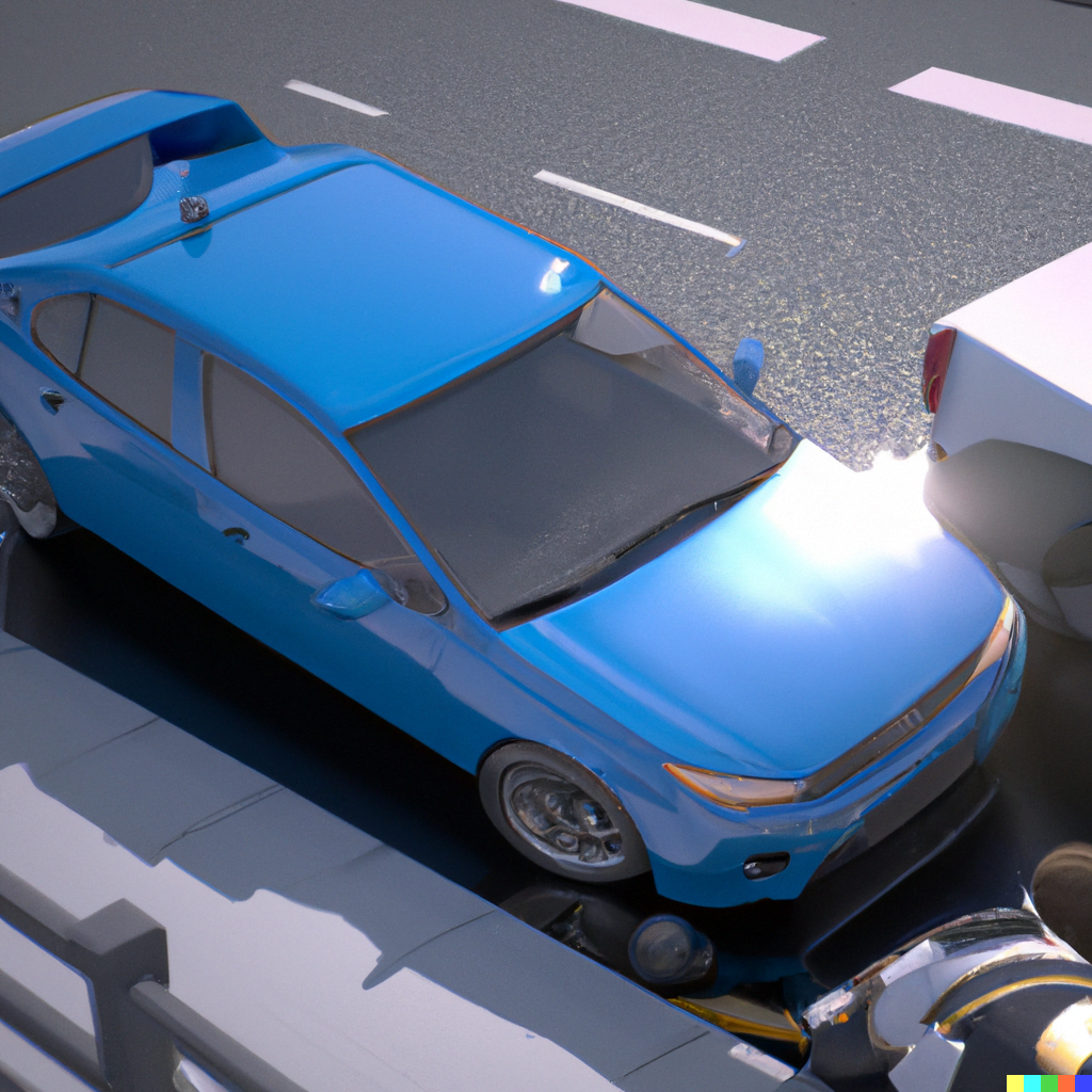 a police car involved in an automobile accident at a busy intersection, detailed and realistic, 8k, photorealistic on the scene