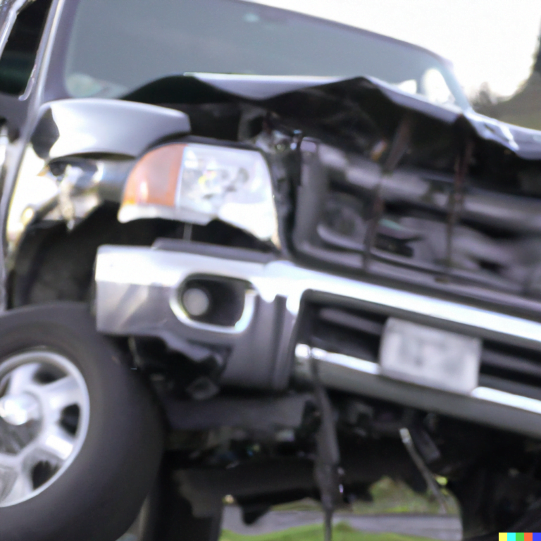 a pickup truc involved in a car accident, 8k, realistic