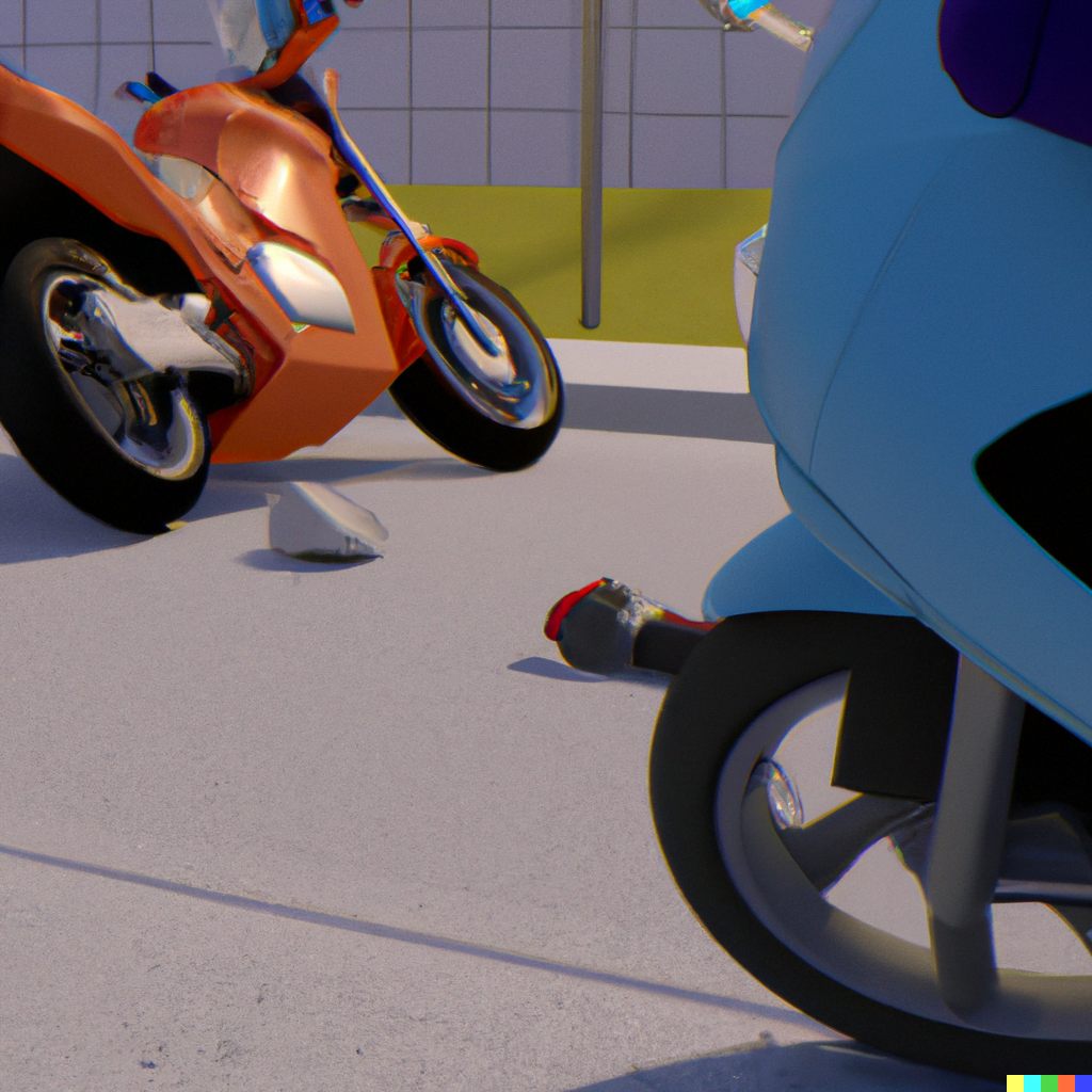 a motorcycle involved in a car accident, 8k, realistic