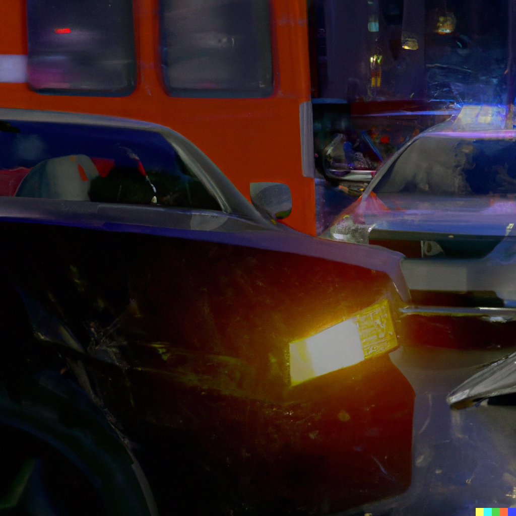 car accident in dramatic lighting in the city, 4k realistic