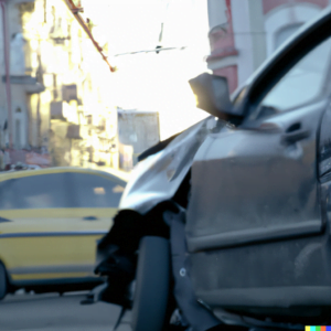 car accident in dramatic lighting in the city, 4k realistic3