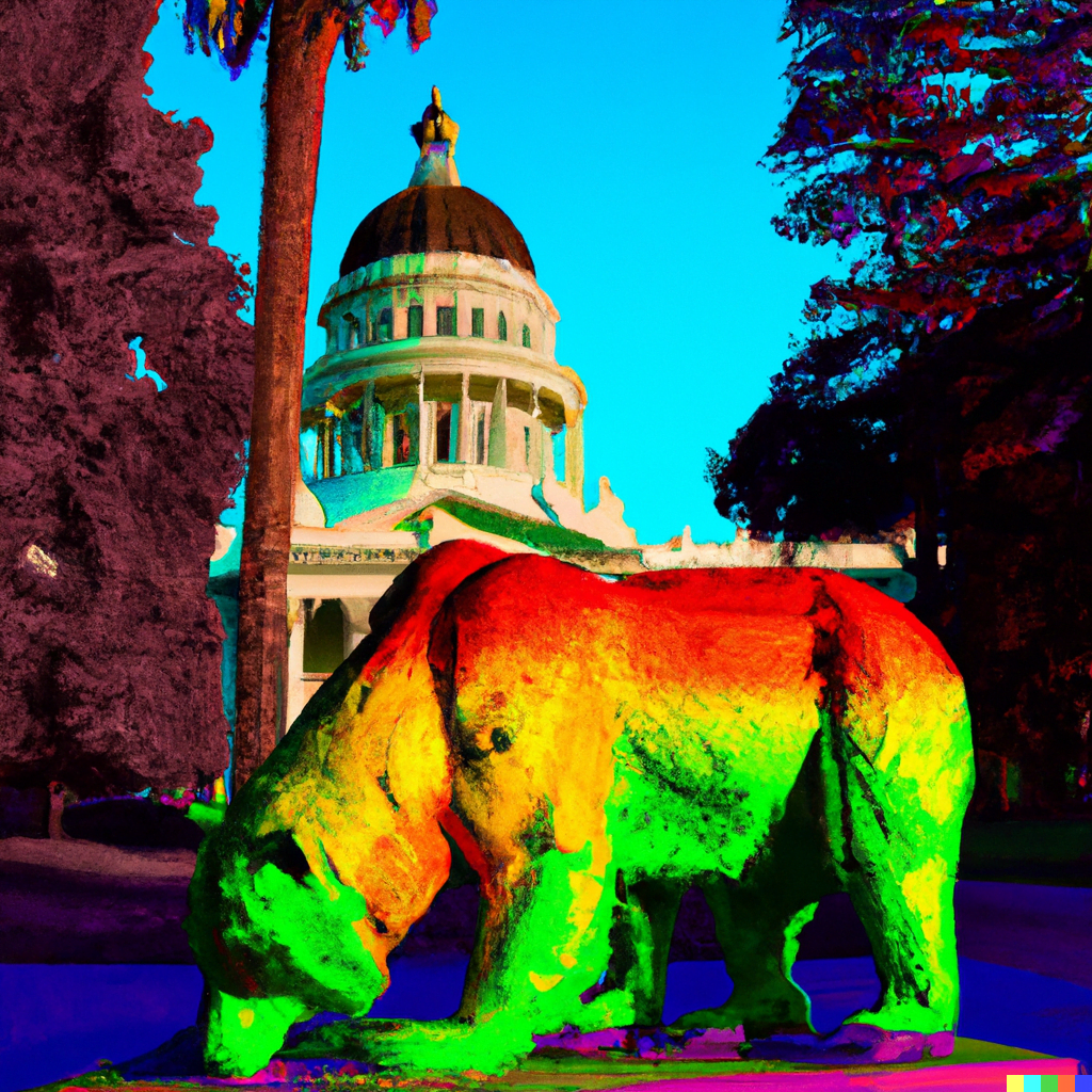 the california bear near the capitol building, 4k, 8k, colorful digital art